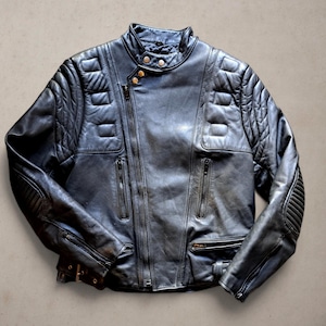 Veste de moto en cuir vintage allemande ES taille L style Harley
