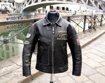Original 90s Harley Davidson Leather Motorcycle Jacket, Size XL