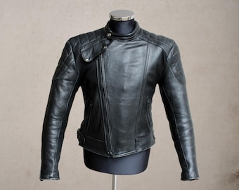 Vintage leather jacket motorcycle biker caferacer 70s German size M