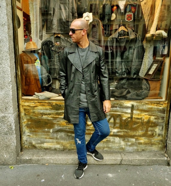 trench in pelle uomo