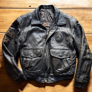 Blouson aviateur en cuir vintage de collection Harley Davidson