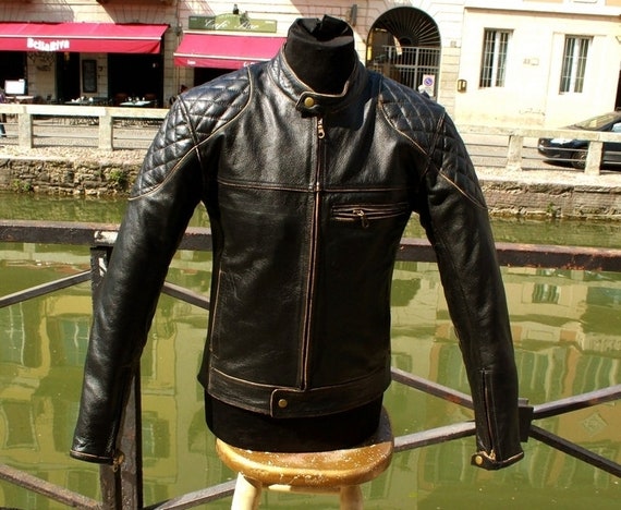 Giubbotto pelle moto motociclista byker cafe racer custom | Etsy Italia