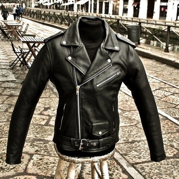 Blouson moto cuir métal rock Marlon Brando Guendj