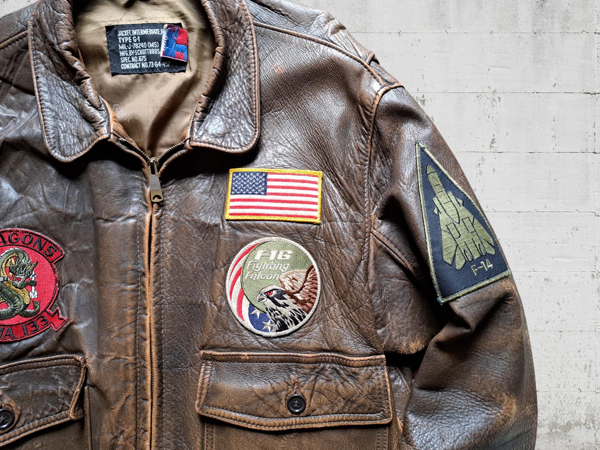 Schott G1 Top Gun Original Vintage Aviator Leather Jacket
