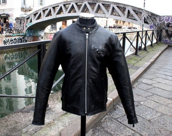 Men's vintage custom caferacer motorcycle biker leather jacket size XL