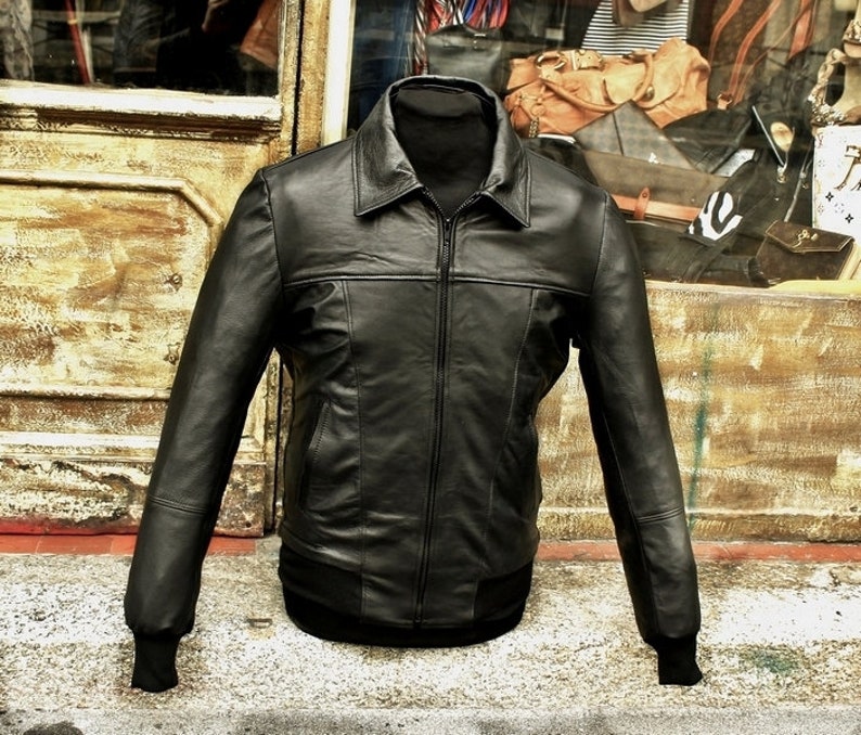 Jacket In Real Leather Italian Man Model Fonzie Years 70 Style Image 0