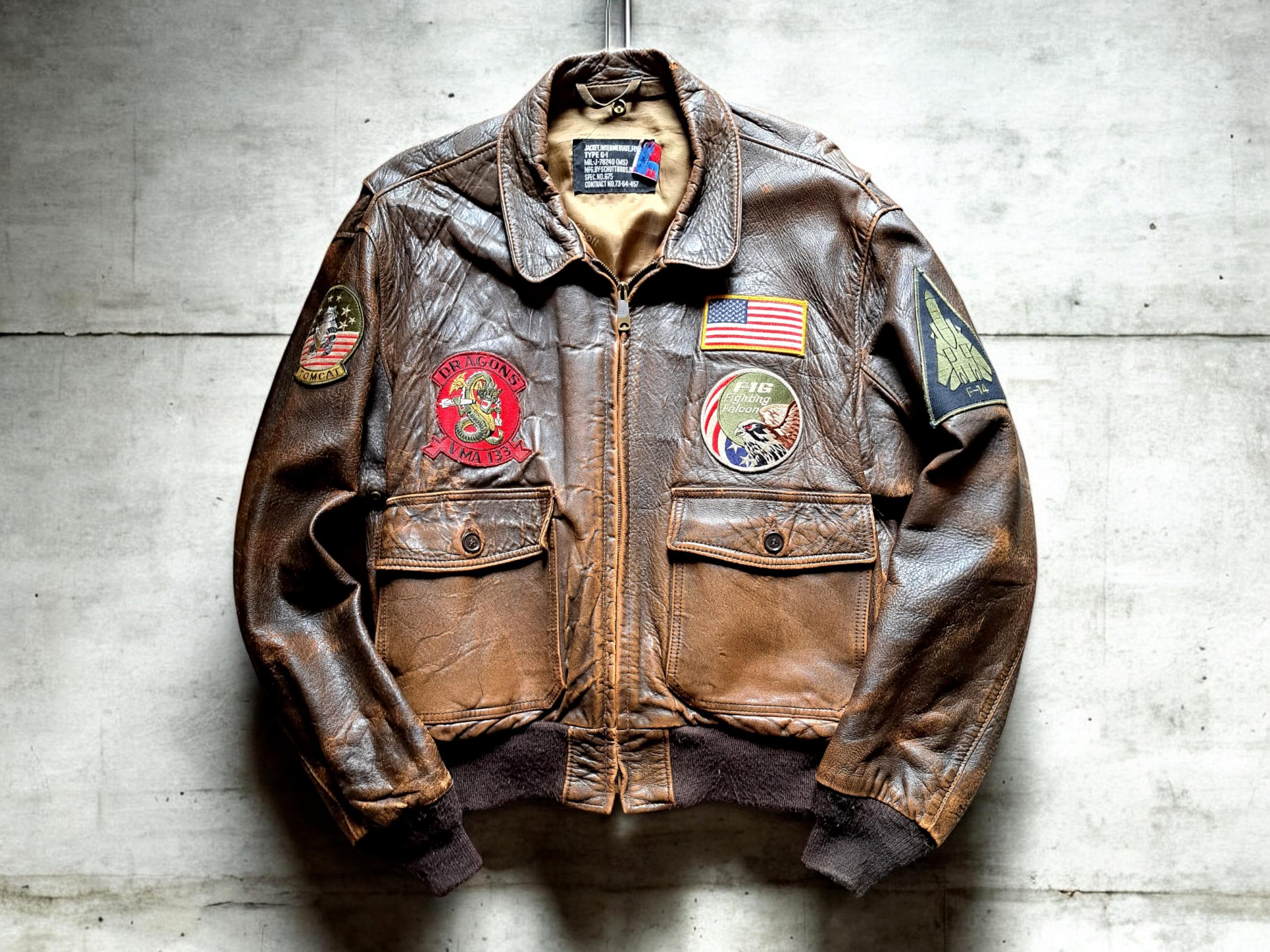 Schott G1 Top Gun Original Vintage Aviator Leather Jacket - Etsy Schott G1 Top Gun Original Vintage Aviator Leather Jacket - Etsy