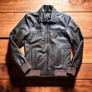 Veste en cuir Fonzie bomber marron foncé Guendj Milan Italie