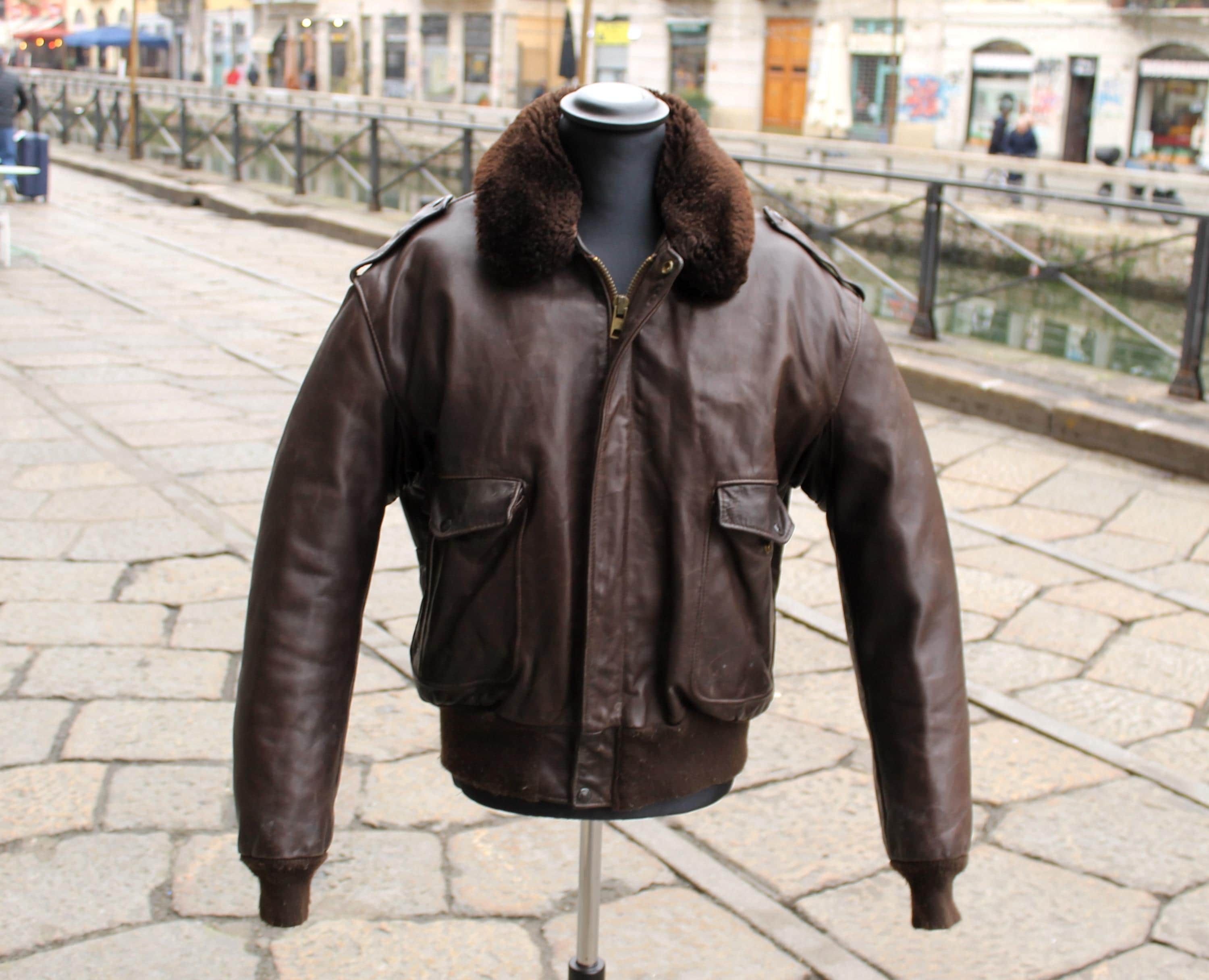 【名作/90sヴィンテージ】Schott 184SM フライトジャケット 36 Vintage Schott 184SM Cowhide Leather Dark Chocolate Brown Bomber
