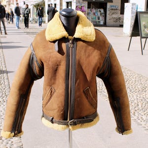 Vintage Raf Schott Shearling Sheepskin Bomber Jacket Size L