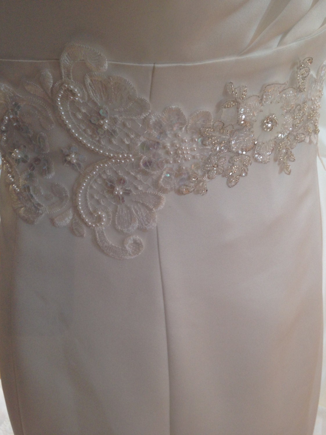 An Ivory Lace Bridal Belt for Wedding Dress With Pearls Etsy UK