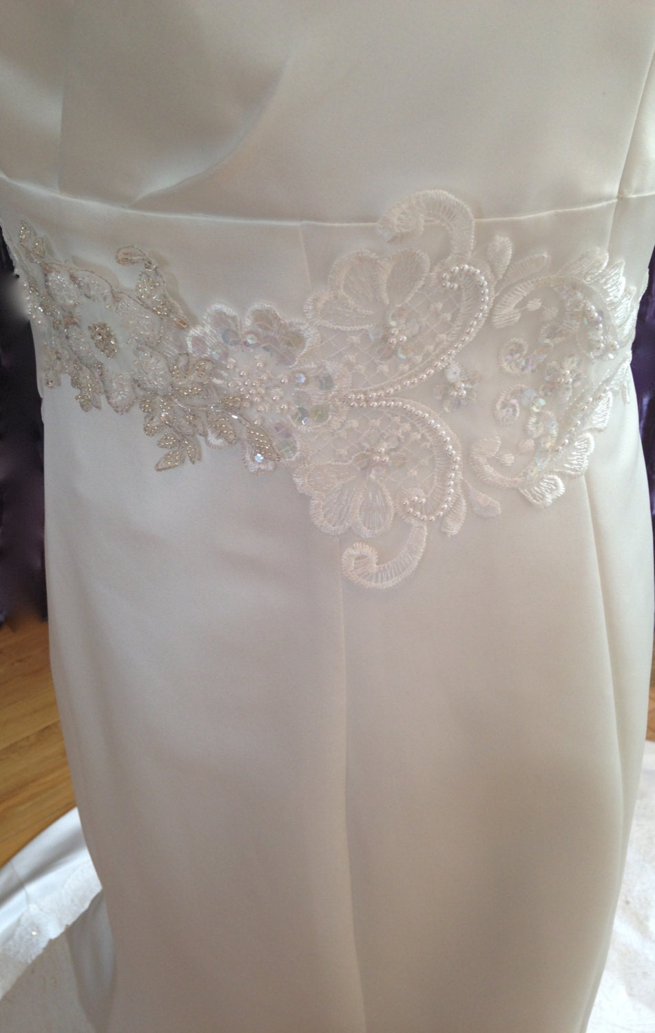 An Ivory Lace Bridal Belt for Wedding Dress With Pearls Etsy UK