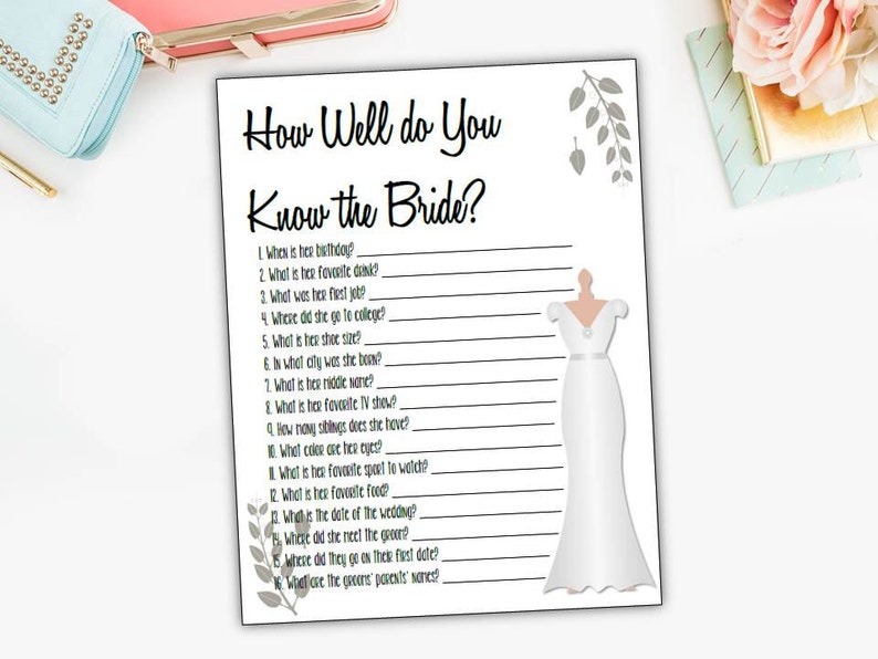 Buy How Well Do You Know the Bride Questionnaire Quiz Bridal Online in