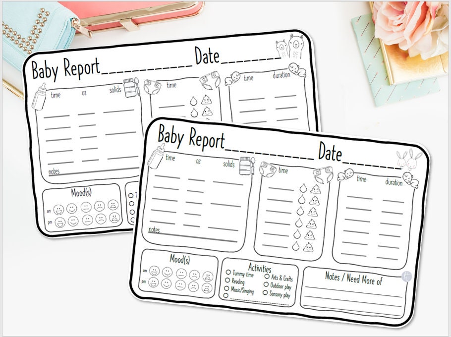 Baby Report, Baby Tracker, Nanny Log, Infant Daily Report, Babysitter Report, Digital file, Printable