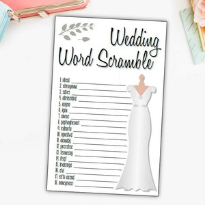 Wedding Word Scramble, shower game, bachelorette, wedding, party, game, word scramble, bridal shower, #DD11