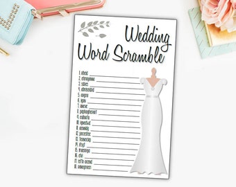Wedding Word Scramble, shower game, bachelorette, wedding, party, game, word scramble, bridal shower, #DD11