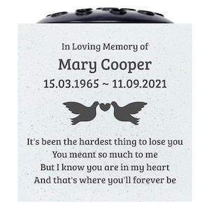 Personalised Engraved Dove Of Love Grave Memorial Flower Pot Vase