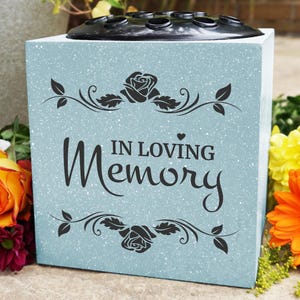 Grey In Loving Memory Rose Memorial Graveside Flower Bowl Grave Vase Pot Container