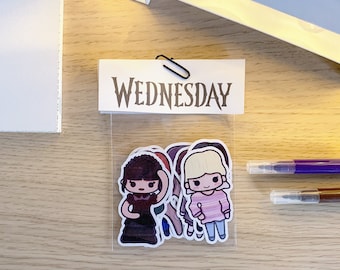 Wednesday Pack of stickers, Fan Art, Illustration, Stationery, Kawaii, waterproof viny