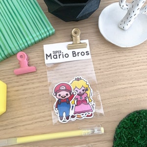 Mario Bros Sticker Pack, Fan Art, Illustratie, Briefpapier, Kawaii, waterbestendig vinyl