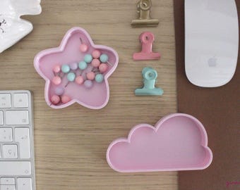 Wolken- und Sternentabletts. 3D-Druck. Pastellfarbe - 3D-Druck