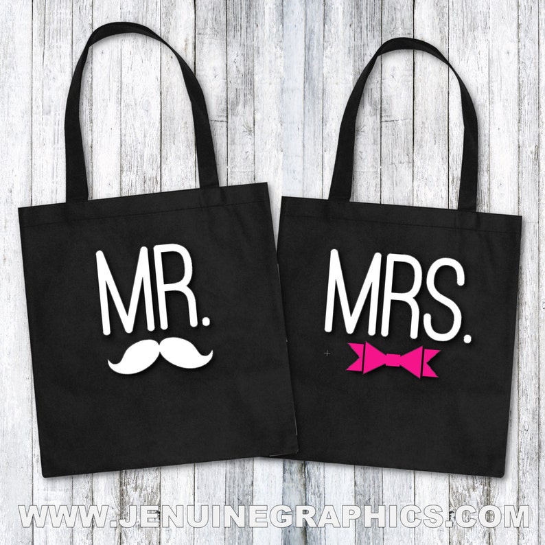 Tote Bag mr and mrs funny tote bag funny gift idea for newly wed personalized custom order jenuine graphics