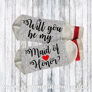 Will you be my bridesmaid gift - Will you be my maid of honor gift - bridal party gift - custom socks - original bridesmaids gift idea