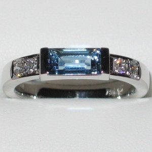 Aquamarine ring 750/- white gold diamonds statement ring unique goldsmith&#39;s work masterpiece