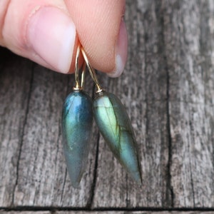 585 gold drop earrings labradorite pampel unique goldsmith work master work