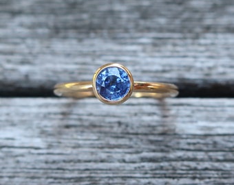 585 gold ring 2 mm with sapphire sapphire engagement ring