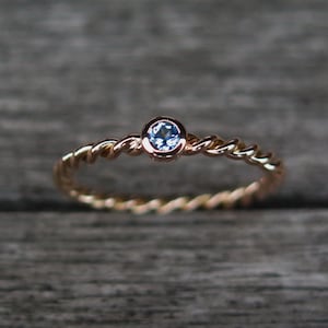 Cord ring rose gold cord ring 2 mm 585/- gold with aquamarine engagement ring