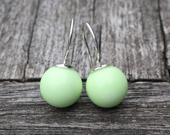 925 silver drop earrings lemon chrysoprase balls 10 mm unique goldsmith work master work