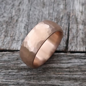 Rose gold ring 585/- 7 mm hammer blow * gold ring wedding