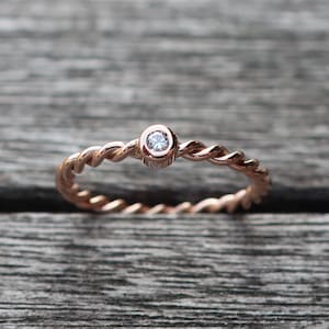 585 gold cord ring 2 mm with diamond engagement ring