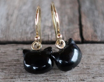 585 gold earrings earrings cats onyx