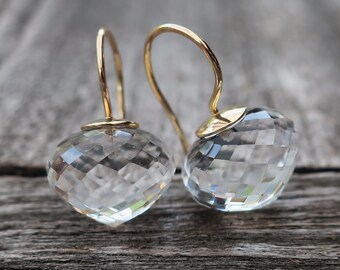 750 Gold Earrings Earrings Rock Crystal Onion 13 x 11 mm