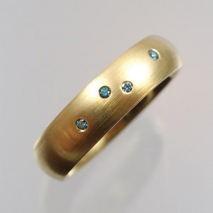 585 Gold Ring with 4 Blue Brilliant Gold Unique Goldsmith&#39;s Work Masterwork
