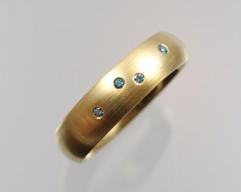 585 Gold Ring with 4 Blue Brilliant Gold Unique Goldsmith's Work Masterwork