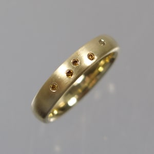 585 gold ring with 5 champagne diamonds gold unique goldsmith&#39;s work masterwork