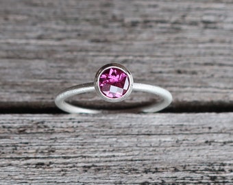 1 bague empilable en argent 925 rhodolite scintillante combinable