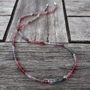 Zircon necklace pink purple with 585/- gold unique goldsmith&#39;s work master work