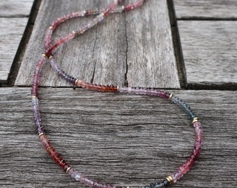 Zircon necklace pink purple with 585/- gold unique goldsmith's work master work