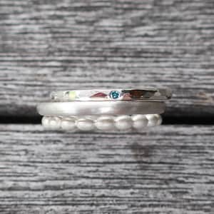 3 stack ring ring set 925 silver blue brilliant