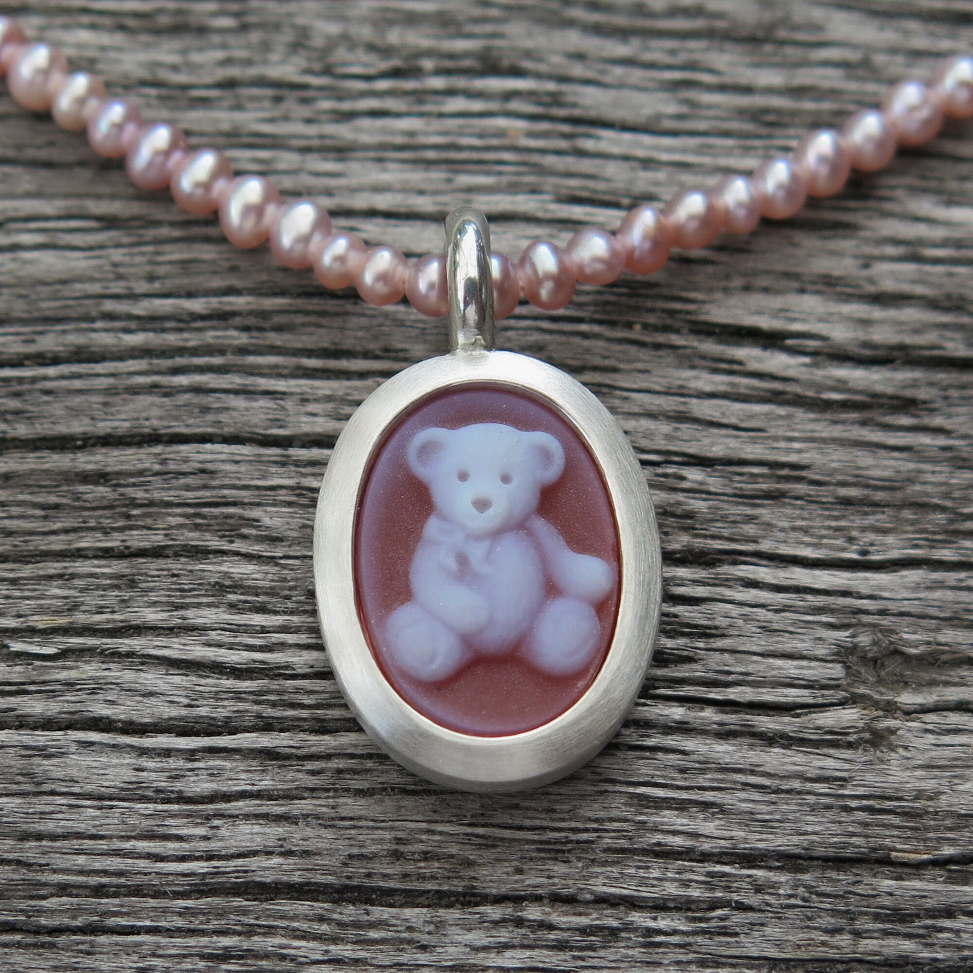 925 Silver Pendant With Teddy Bear Gemme on Pearl Chain Unique Goldsmith\'s  Work Master\'s Work - Etsy