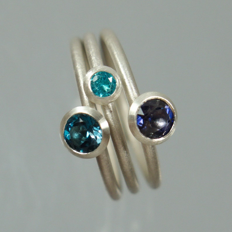 1 stacking ring ring 925 Silver of blue Iolite Wassersafir can be combined