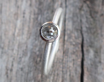 Stacking ring silver with custom stone diamond