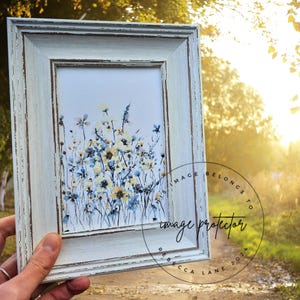 手描きの水彩画の花のアートワーク、花の植物の壁アート、小さな4 x 6インチのアートユニークな装飾、絵画、壁アート、自然愛好家へのギフト