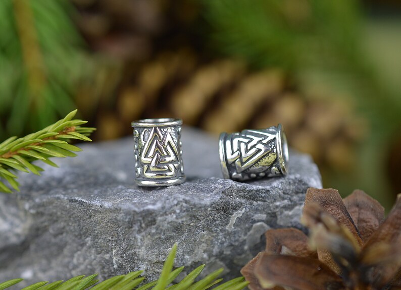 SMALL Viking Beard Ring Valknut Celtic Knot Symbol Beads for | Etsy