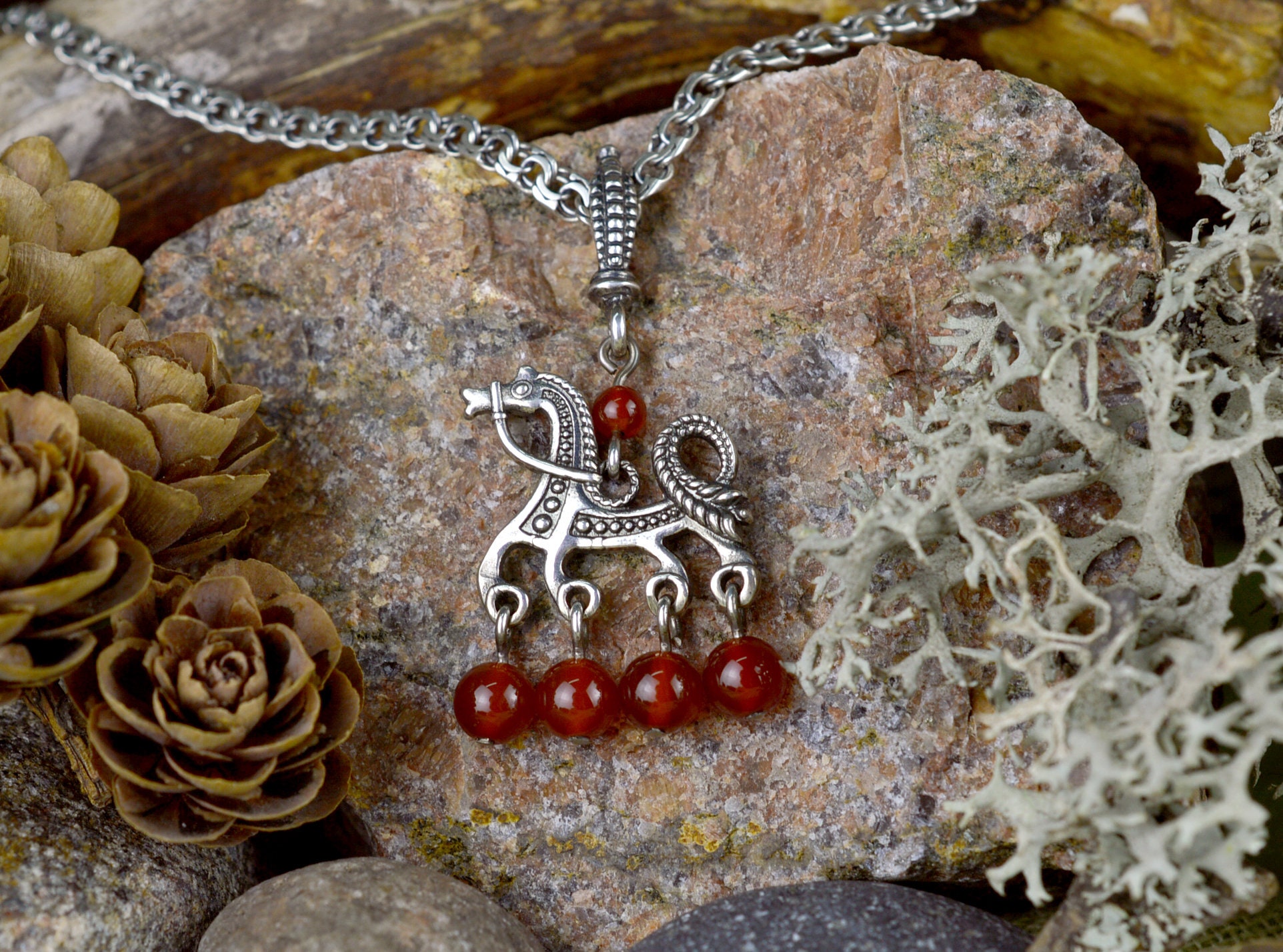 Northern charm Pendant Solar Horse. Handmade Pagan Etsy