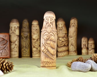 Heimdallr God Wooden Linden Statue. Heimdallr Protection Scandinavian Viking. Handmade Wood carving. Scandinavian Rainbow God